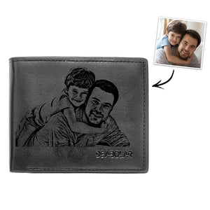 Personalized Photo Engraved Men's Flip Wallet Black - MadeMineAU