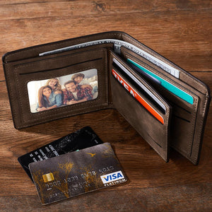 To My Dad - Men's Bifold Wallet RFID Blocking Wallet Brown Father's Day Gifts