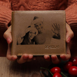 Christmas Gift For Men's Brown Custom Photo Wallet Best Gifts For Christmas Gifts For Him