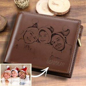 AU Men's Brown Custom Photo Wallet Gift For Man Valentine's Day Gift
