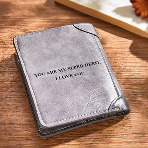 Personalized Photo Leather Men's Short Wallet With Engraving Gift for Men
