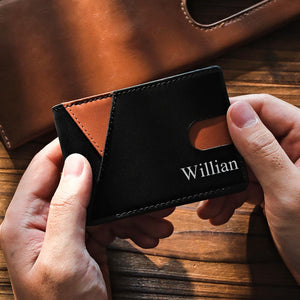 Custom Engraved Wallet Simple Leather Money Clip Men's Gifts - MadeMineAU