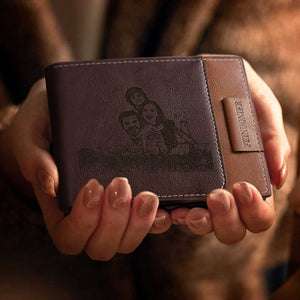 Men's Custom Photo Engraved Wallet RFID Blocking Wallet