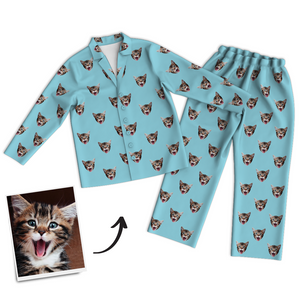 Multi-Color Custom Photo Long Sleeve Pajamas, Sleepwear, Nightwear - MadeMineAU