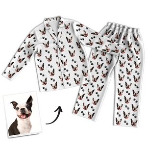 Multi-Color Custom Dog Photo Long Sleeve Pajamas, Sleepwear, Nightwear - MadeMineAU