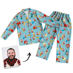Multi-Color Custom Photo Long Sleeve Pajamas Nightwear - Father's Day Gifts - MadeMineAU