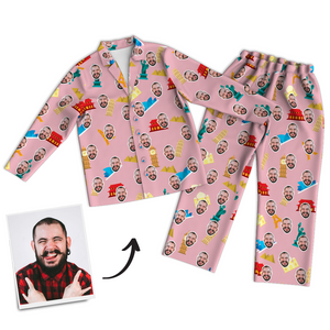 Multi-Color Custom Photo Long Sleeve Pajamas Nightwear - Father's Day Gifts - MadeMineAU