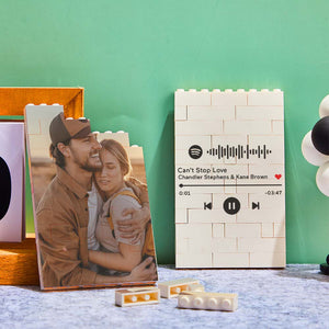 Personalized Brick Rectangle Building Photo Block Spotify Code Custom Text Frame