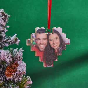 Christmas Ornament Personalized Building Brick Custom Spotify Code Heart Photo Block