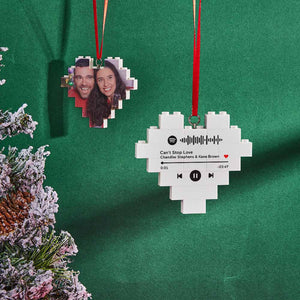 Christmas Ornament Personalized Building Brick Custom Spotify Code Heart Photo Block