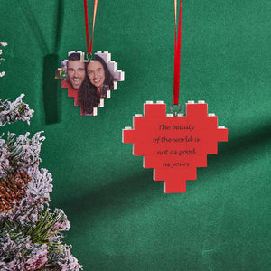 Christmas Ornament Personalized Building Brick Custom Spotify Code Heart Photo Block