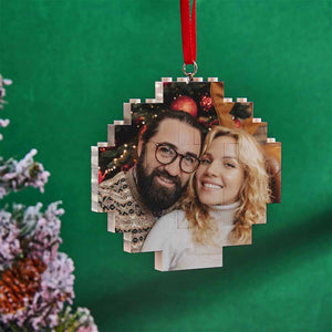 Christmas Ornament Custom Spotify Code Round Photo Block Personalized Building Brick