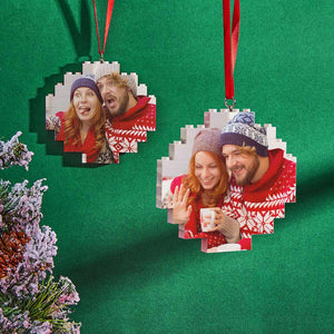 Christmas Ornament Custom Spotify Code Round Photo Block Personalized Building Brick