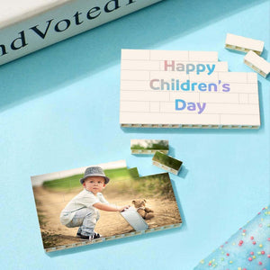 Custom Photo Building Blocks Puzzle Engraving Personalized Building Brick Square Shape For Children's Day - myspotifyplaque