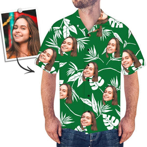Custom Face Shirt Men's Hawaiian Shirt Green - MadeMineAU