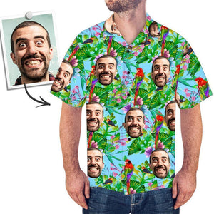 Custom Face Shirt Men's Hawaiian Shirt Colorful Parrot - MadeMineAU