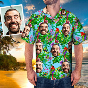 Custom Girlfriend Face Shirt Men's All Over Print Hawaiian Shirt Summer Time