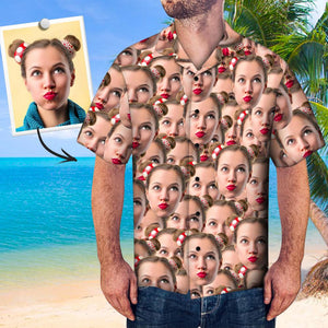 Custom Face Shirt Men's All Over Print Hawaiian Shirt Leaves