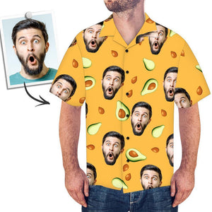 Custom Face Shirt Men's Hawaiian Shirt Avocado - MadeMineAU