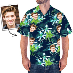 AU Custom Face Shirt Men's Hawaiian Shirt Big Flower - MadeMineAU