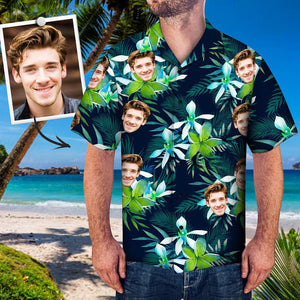 Custom Face Shirt Men's All Over Print Hawaiian Shirt Sea And Dolphin