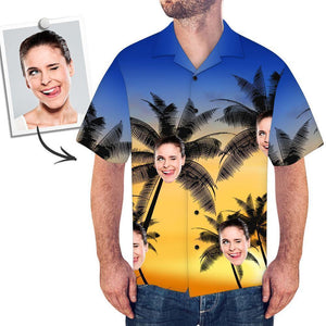 Custom Face Shirt Men's Hawaiian Shirt Big Palm - MadeMineAU