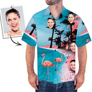 Custom Face Shirt Men's Hawaiian Shirt Sea Flamingo - MadeMineAU