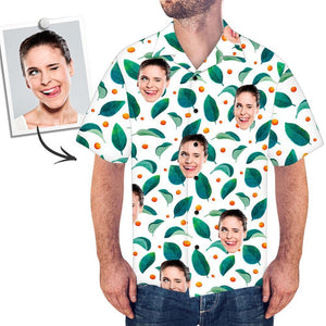 Custom Face Shirt Men's Hawaiian Shirt Leaves and Dot - MadeMineAU
