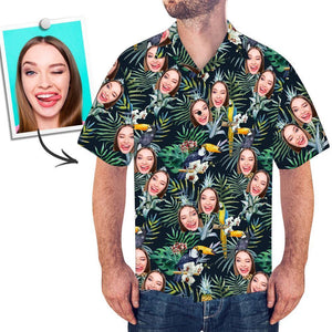 Custom Face Hawaiian Shirt Big Parrot and Palm - MadeMineAU