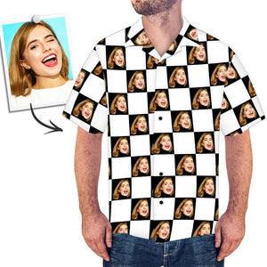 Custom Face Hawaiian Shirt Square Grid - MadeMineAU