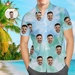 Custom Face Hawaiian Shirt Tie-dye Series Funky Hawaii Button Down Shirts
