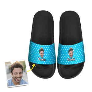 Custom Photo Face Men's Slide Sandals With Name - MadeMineAU