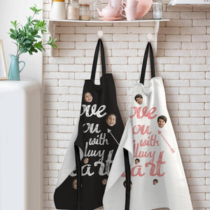 Custom Apron Wedding Gifts Apron Matching Couple Apron with Photo Anniversary Aprons Love You with All My Heart - MadeMineAU