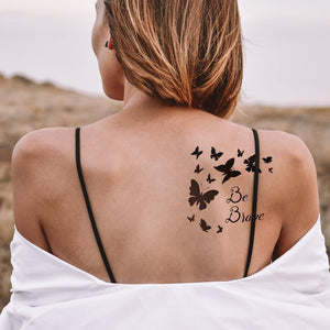 Custom Temporary Tattoos with Text Stickers Fake Tattoos - Black Butterfly - MadeMineAU