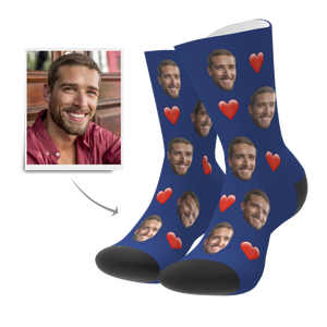 Custom Photo Love Face Socks with Text - MadeMineAU