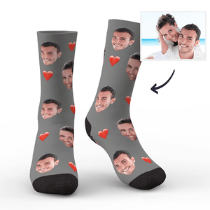 Custom Photo Love Face Socks with 3D Preview - MadeMineAU