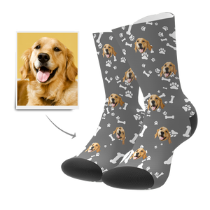 Custom Photo Socks Dog Face Socks With Text - MadeMineAU