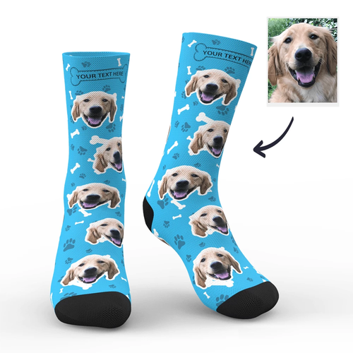 Photo Socks Custom Dog Face Socks With Text - MadeMineAU