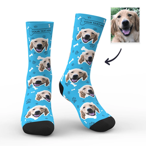 Custom Photo Socks Dog Face Socks With Text - MadeMineAU