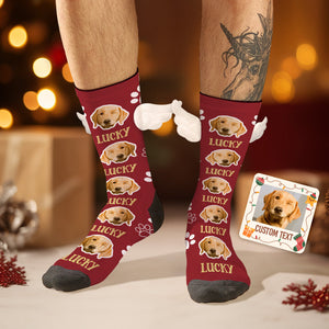 Custom Dog Face Socks 3D Magnetic Wing Socks Christmas Gifts - MadeMineAU