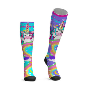 Custom Name Socks Knee High Socks 3D Unicorn Horn Cartoon Socks - MadeMineAU