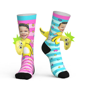 Custom Face Socks Personalized 3D Dinosaur Socks - MadeMineAU