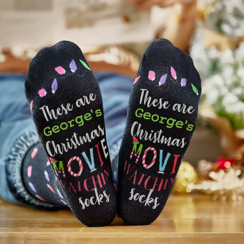 Custom Name Socks Personalized Christmas Light Socks Movies Watching Socks Merry Christmas - MadeMineAU