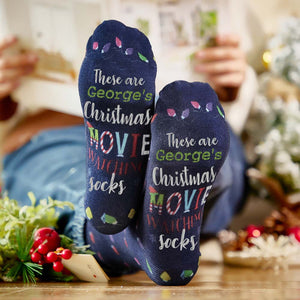 Custom Name Socks Personalized Christmas Light Socks Movies Watching Socks Merry Christmas - MadeMineAU