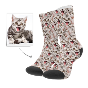 Custom Face Mash Cat Socks - MadeMineAU