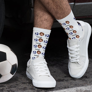 Custom 3D Digital Printed Football Socks With Face and Text Gifts for Family - MademineAU