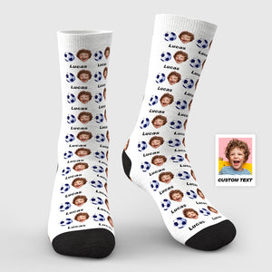 Custom 3D Digital Printed Football Socks With Face and Text Gifts for Family - MademineAU