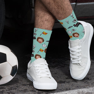 Personalized Face Football Player Socks Fashion Gifts for Soccer Lovers - MademineAU