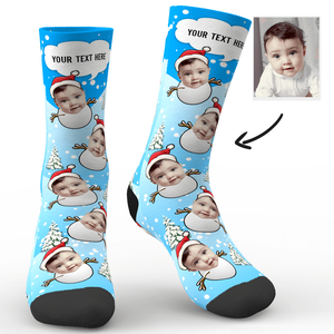 Christmas Snowman Baby Socks with Text - MadeMineAU