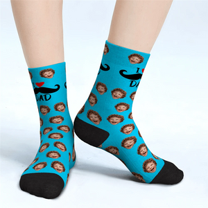 Father's Day Gifts I Love Dad Custom Face Socks Father's Day Gifts - MadeMineAU